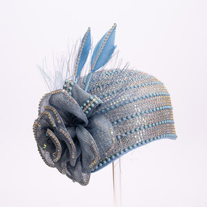 BEADED CLOCHE W/SINAMAY