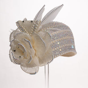 BEADED CLOCHE W/SINAMAY