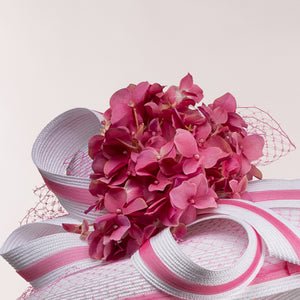 Flower Bow Trim Down Brim Poly Straw Hats