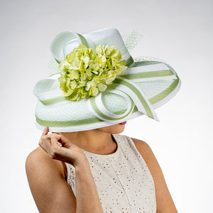 Flower Bow Trim Down Brim Poly Straw Hats