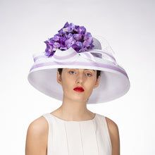 Load image into Gallery viewer, Flower Bow Trim Down Brim Poly Straw Hats