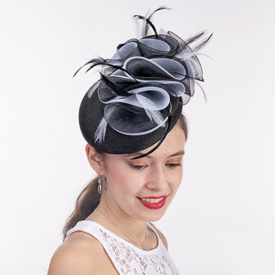 Layer Crinoline Top Pillbox Poly Straw Hats