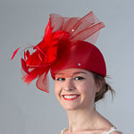 Load image into Gallery viewer, Crinoline Feather Bow Felt Pillbox Hats
