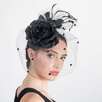 Load image into Gallery viewer, Silk Flower Face Veils Comb Fascinator Cocktail Hats