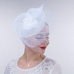 Load image into Gallery viewer, Swirl Pleated Crinoline Comb Fascinator Cocktail Hats