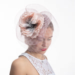 Silk Flower Plaid Crinoline Comb Fascinator Cocktail Hats