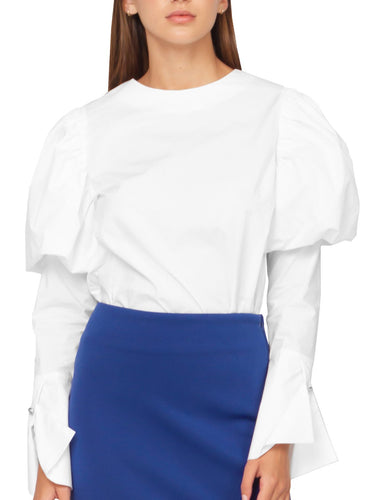 Puff Sleeve Blouse With One Button Cuffs