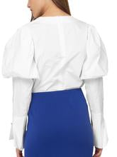 Puff Sleeve Blouse With One Button Cuffs
